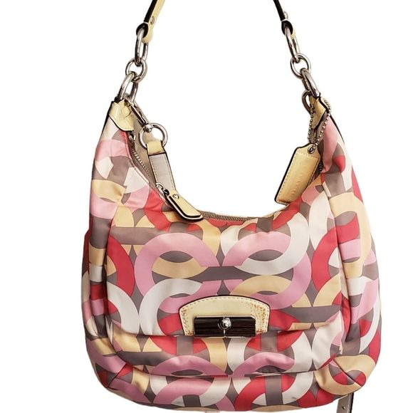 Coach Kristin Signature Multi-Color Nylon Hobo Shoulder Handbag - Picture 3 of 11